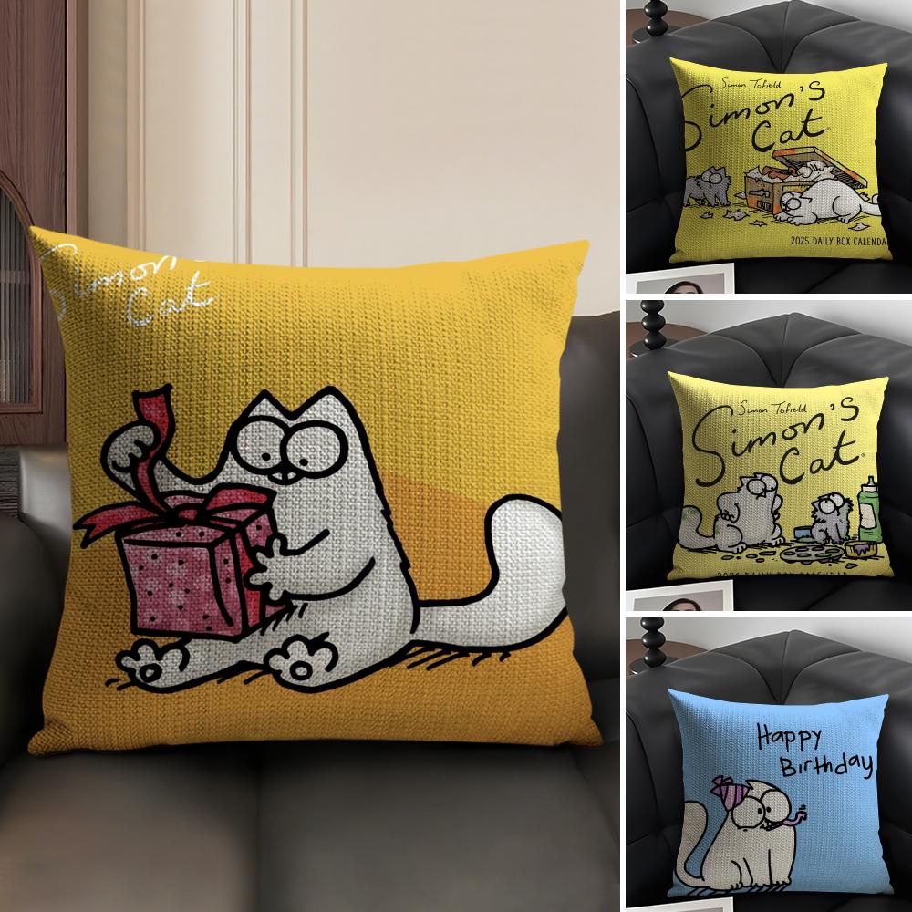 Cute Smart Cat Cartoon SSimons Cat Pillow Case Pattern Printed Pillowcase for Living Room Sofa Cushion Cover Bedroom Decor