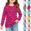 Girls' Long Sleeve Blouse - Round Neck Soft Waist Tunic
