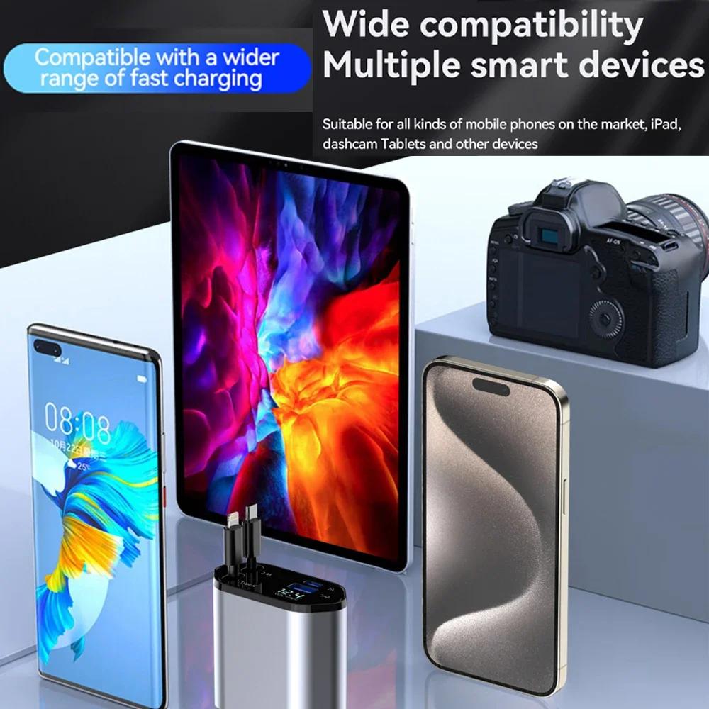 Выдвижное автомобильное зарядное устройство, 4 в 1 быстрозарядное автомобильное зарядное устройство 120 Вт, выдвижной кабель и 2 порта USB, совместимый с автомобильным зарядным устройством