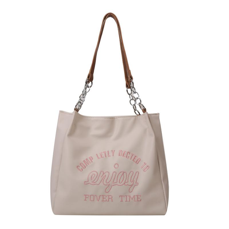 Letter Printing Simple Large-Capacity Tote Bag Pendant Chain Portable Shoulder Underarm Bag Female Tide