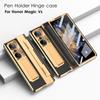 For Honor Magic Vs Case Plating Leather Hinge Pen Holder Hard Bracket Cover For Magic Vs Funda With Glass Flim