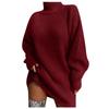 Women's Fashion Casual Knitting Solid Color Long Sleeve Turtleneck Sweater  Dress