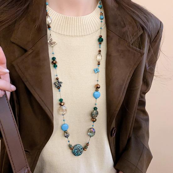 Винтажное ожерелье из бисера с разноцветными камнями, приятное для кожи, многослойное женское ожерелье, ювелирные изделия, подарки