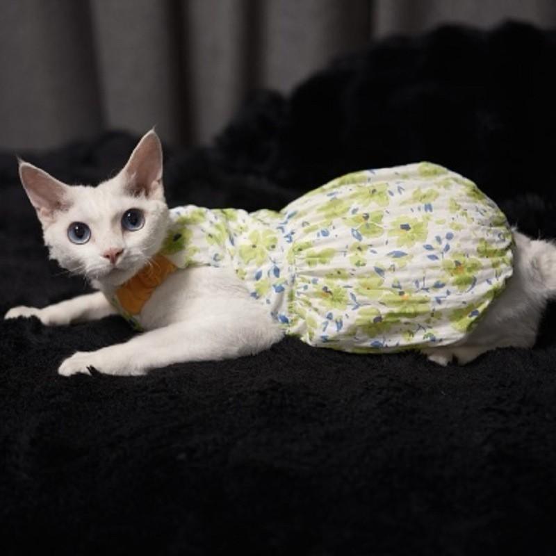 Sphynx Cat Dress Thin Breathable Sleeveless Skirt Short Leg Cats Devon Rex Hairless Pet Clothes