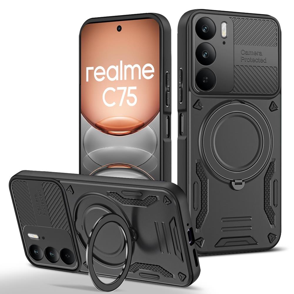 Магнитный чехол-броня для OPPO A5 A5X Reno 13 13F 14 14F Pro Realme 14 15 Pro Plus C75 5G Чехол-бампер с кольцом-подставкой