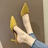 Fashion Kitten Heel Baotou Slippers Women Spring and Summer New Versatile Pointed Toe High Heels Stiletto Half Slippers