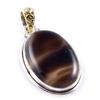 Natural Montana Agate Gemstone 925 Sterling Silver Two Tone Pendant 1.6'' J8b02