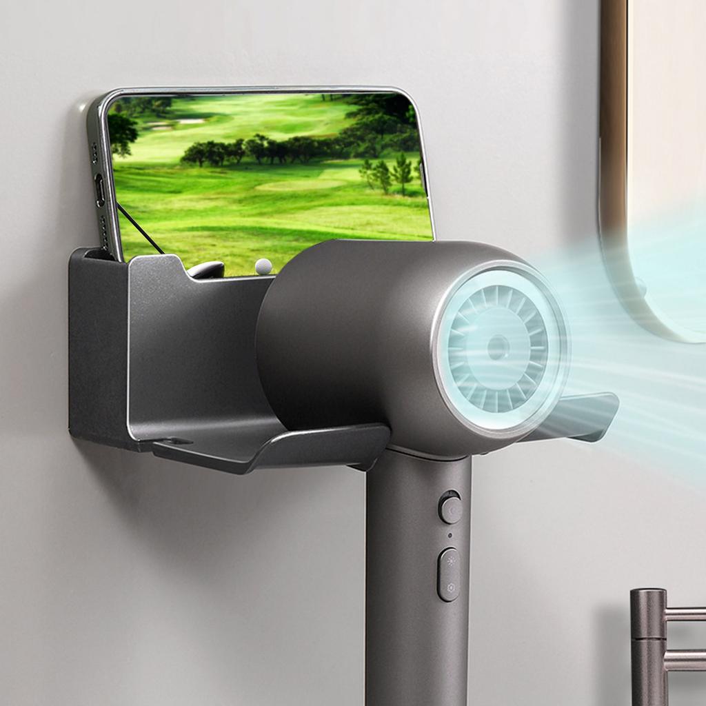 Fashion ABS Hair Dryer Storage Wall Mounted Blower Bracket Hair Dryer Holder Space Saving Stand Bathroom Organizer