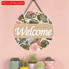 2D Flat 20*20cm1pc Welcome Beautiful Colorful Flower&leaves&Butterfly Print Wooden Crafts Round Door Signs, Decorative Art Plaque Gift For Friends