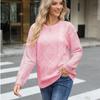 Women's Autumn and Winter Round Neck Twist Solid Color Knitted Top Loose Sweater