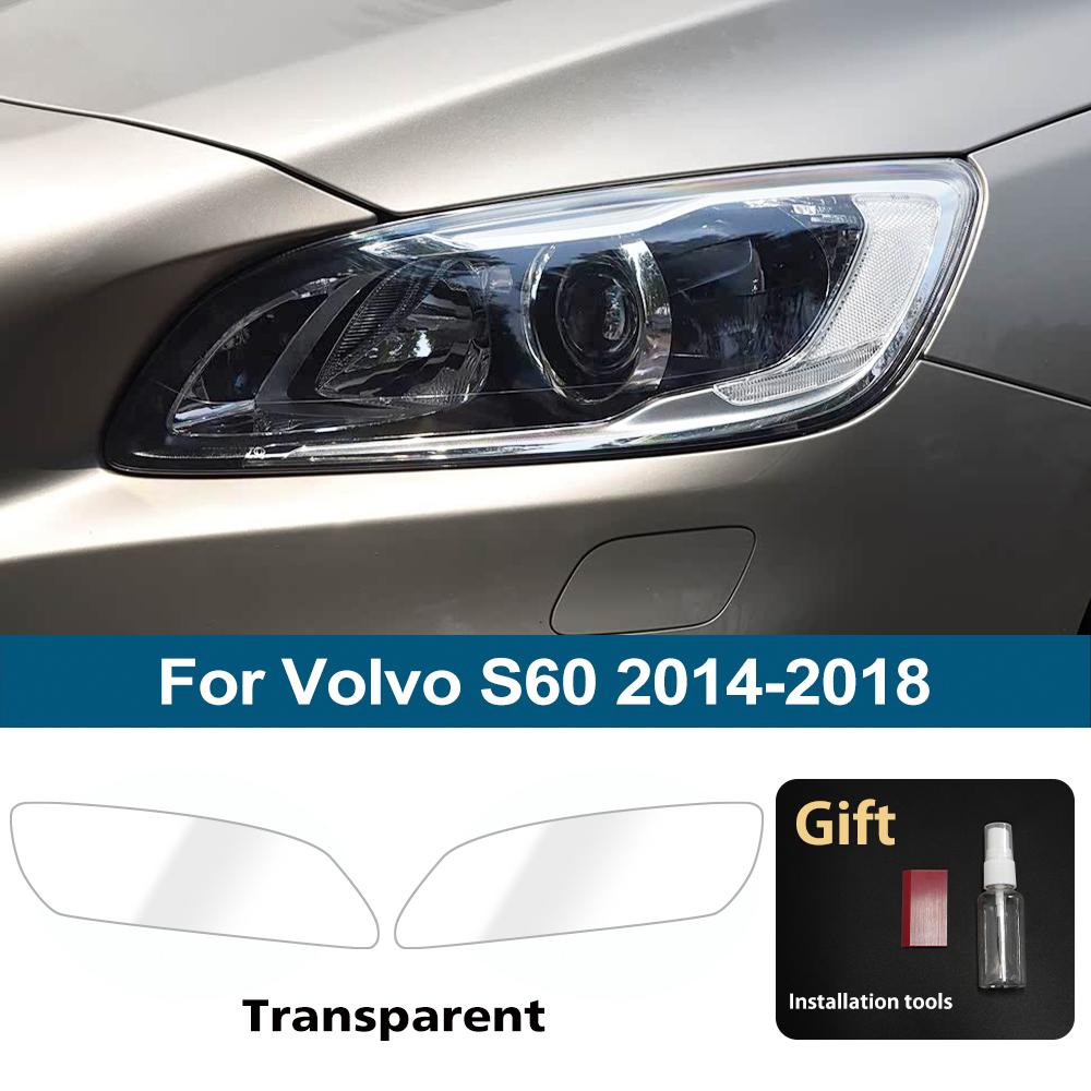Для Volvo S60 2014-2026 Высокоглянцевая дымчато-черная Предустановленная TPU пленка для защиты фар автомобиля Комплект PPF Виниловая обертка Защита от царапин