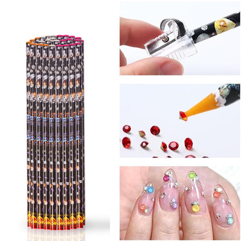 Двусторонний карандаш для нейл-арта для DIY: точки и подбор страз со встроенной липкостью