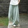 Summer Cotton and Linen Bloomers Meditation Elastic Waist Large Size Loose Trousers Women's Casual Pants