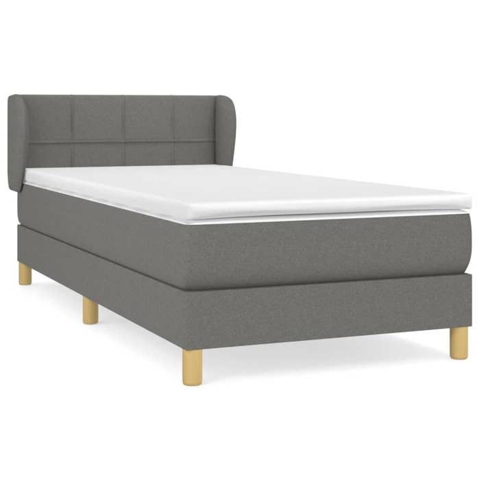 Maison Exclusive - Sommier à lattes de lit avec matelas Gris foncé 80x200 cm Tissu
