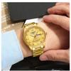 NIBOSI Diamond Set Золотые часы Двойной календарь 3-контактный твердый стальной ремешок Мужские часы 30 м Водонепроницаемые светящиеся в темноте золотые мужские часы