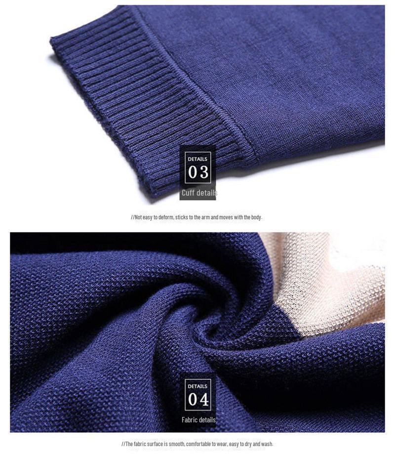 Men's Thermal Knitted Sweater - Plus Velvet, Round Neck, Thick Autumn/Winter Wear