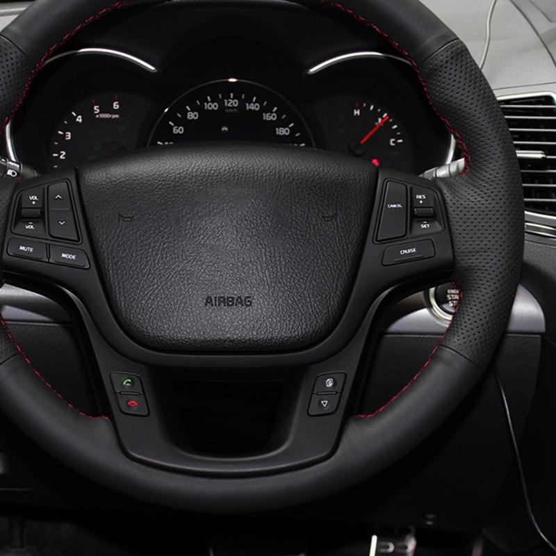 Чехол на руль для Kia Sorento 2009-2014 2012 2013 2010 2011 Черный ручной работы