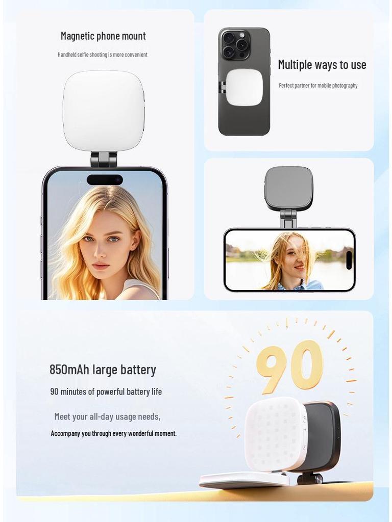 F662 Ультратонкий магнитный селфи-светильник: Портативный бьюти-заполняющий свет для мобильных телефонов