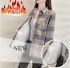 Женские рубашки, осенне-зимняя клетчатая рубашка, куртка на пуговицах с длинным рукавом, плюшевая блузка, повседневная свободная рубашка в винтажном стиле