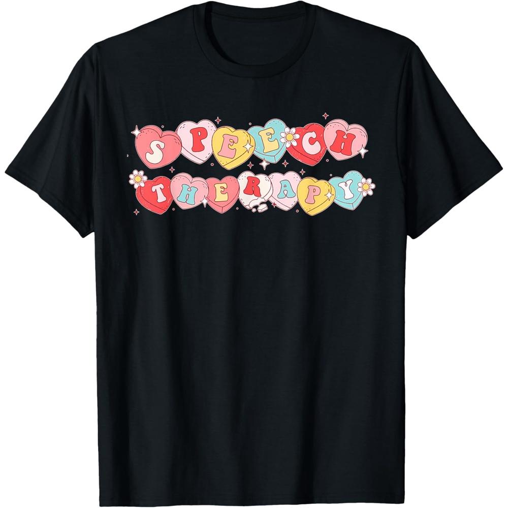 Retro Speech Therapy SLP Candy Heart Valentine's Day Cotton Men T Shirt