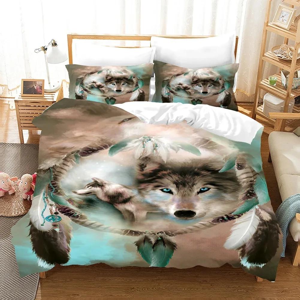 3D White Wolf Bedding Set  Aniaml Bedding Set Single Twin Double Queen King Cal King Size Bed Linen Set