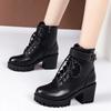 Fashion Ladies Shoes 2024 Ankle Women's Boots Plus Size Modern Boots Women Lace-up Round Toe Side Zip Chunky Heels Buckle Female Shoes