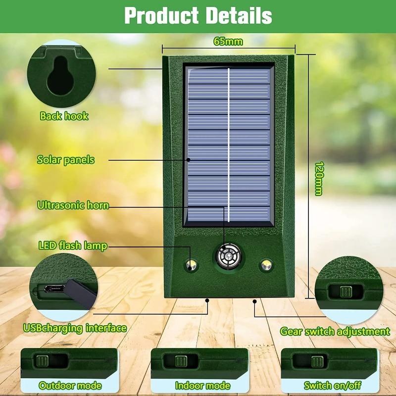Мини Электронный Ультразвуковой Отпугиватель Птиц IP66 Водонепроницаемый Отпугиватель Голубей Сильный Светодиодный Мигающий Контроллер Вредителей для Сада Двора
