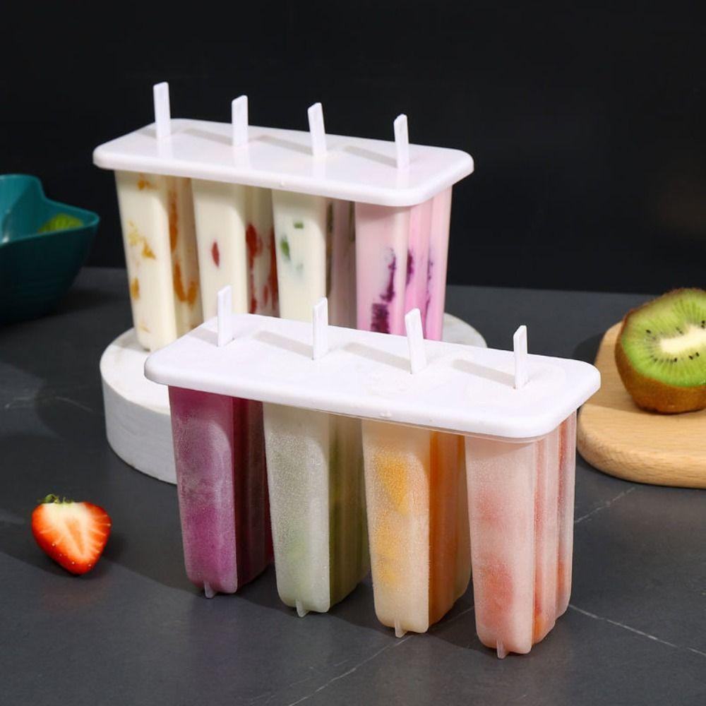 DIY Mould Ice Cream Molds 4 Popsicle Molds Set Ice Maker Summer Popsicle Mold