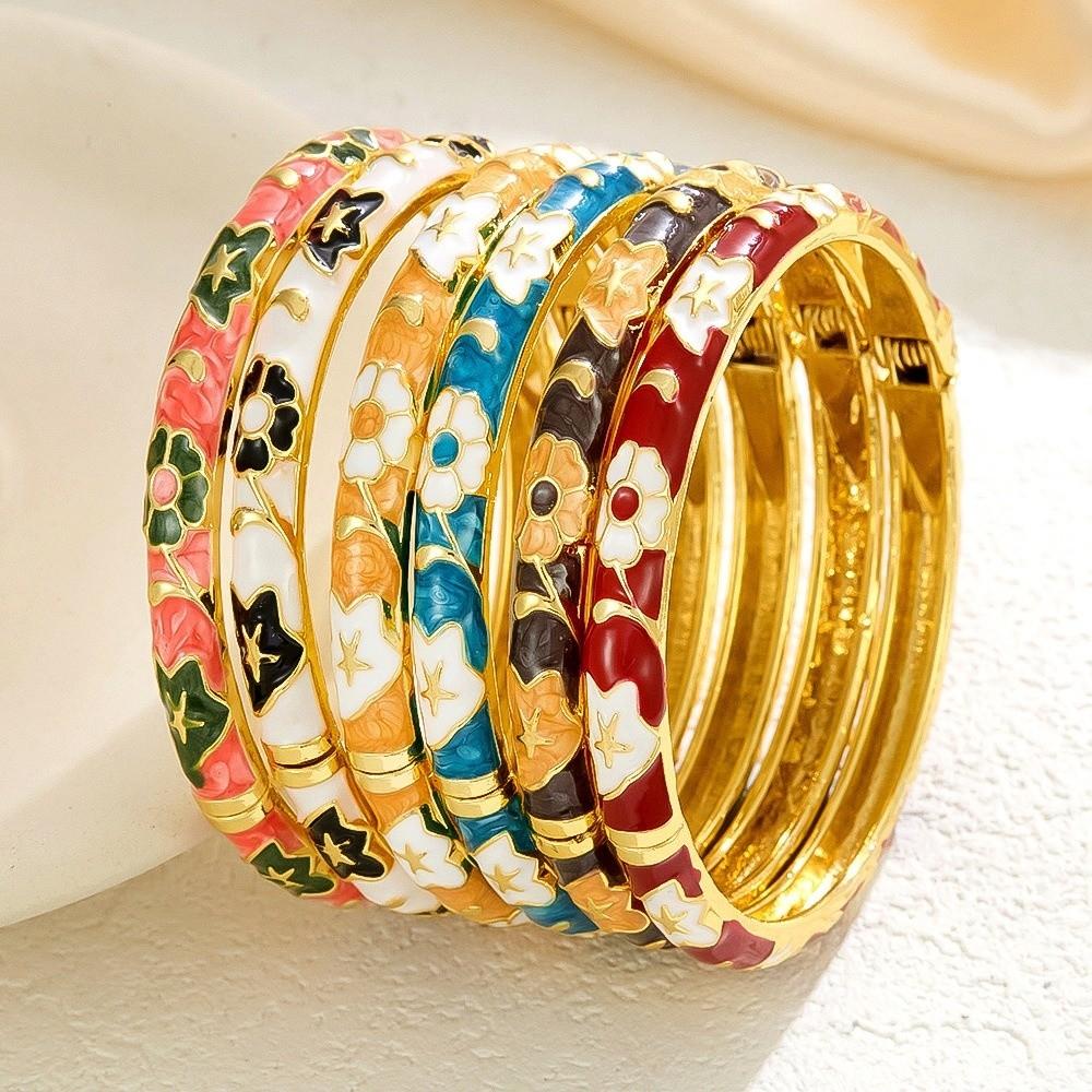 Floral Colorful Flower Bangle Traditional Women's Hand Bracelet  Jewelry Gifts
