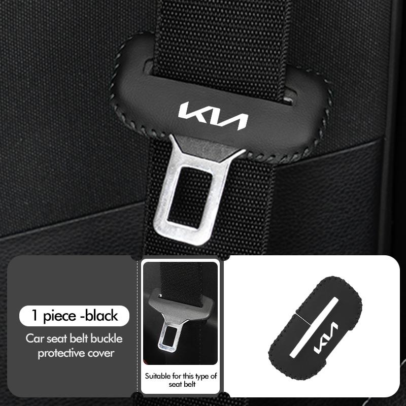 AAOJ1 2pcs Car Seat Belt Buckle Cover Leather Anti Scratch Protector For KIA Stinger Optima Cerato Soul Venga Forte Spectra Sedona