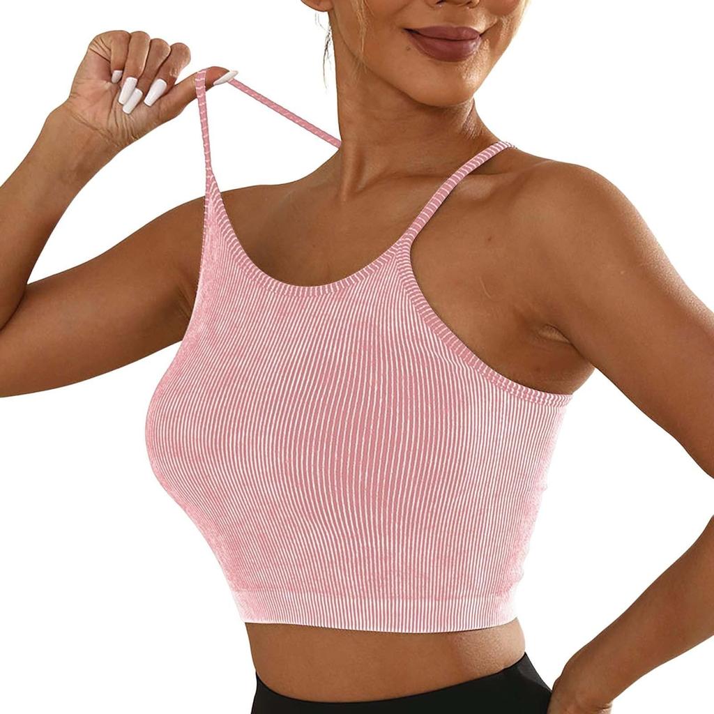 Женские однотонные спагетти с тонкой лямкой Racerback для тренировок, йоги, тренажерного зала, фитнеса, спортивные топы
