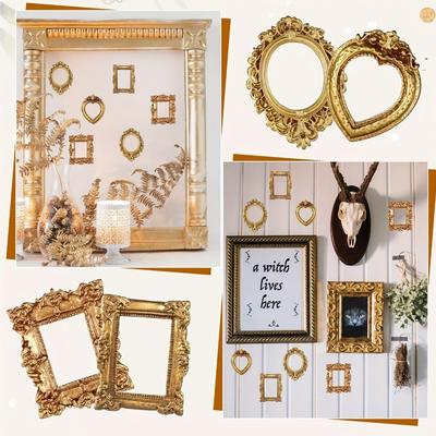 Винтажная смола DIY Рамка-витрина Золотая DIY Мини-фоторамки Рамки для демонстрации воспоминаний Фон для фотосъемки Декор