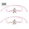 Adjustable Braided Rope Bracelet 2PCS Hand-woven Bracelets with Metal Ribbon Pendant, Cord Awareness Flexible Knot String Wristbands, Daily