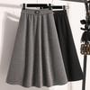 2025 Spring Women New Skirts High Waist Vintage Loose Elastic Pleated Elegant Long Skirts Plus Size Solid