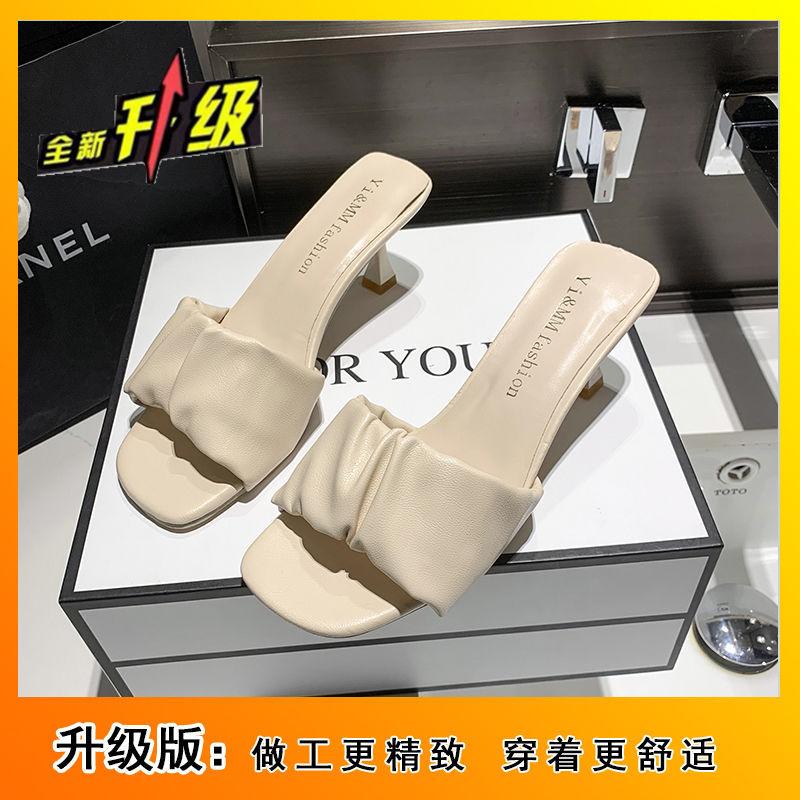 Versatile word fashion sandals go out to wear Internet celebrity explosion French high heels women's slippers 2024 new models