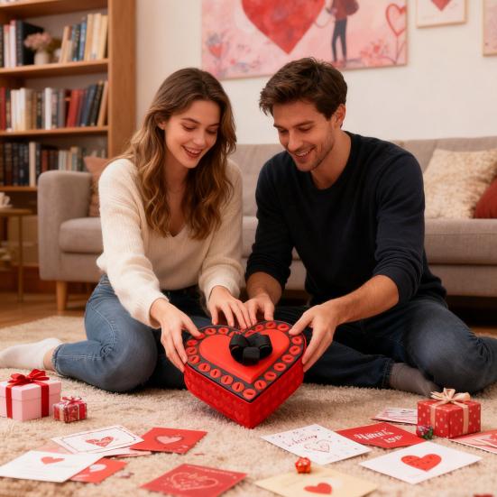 Love Heart Annoying Gift Box with Screws 3D Printed Christmas Puzzle Present Box Prank Case Home Office Desktop Decoration Ornament Joke Gag Gift