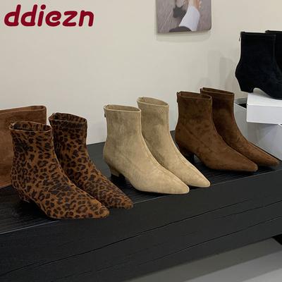 Мода Мода Низкий каблук Женские Ботильоны Современные Ботинки с Молниями Обувь Острый Носок Элегантные Женские Короткие Ботинки Женские Туфли-Лодочки Обувь