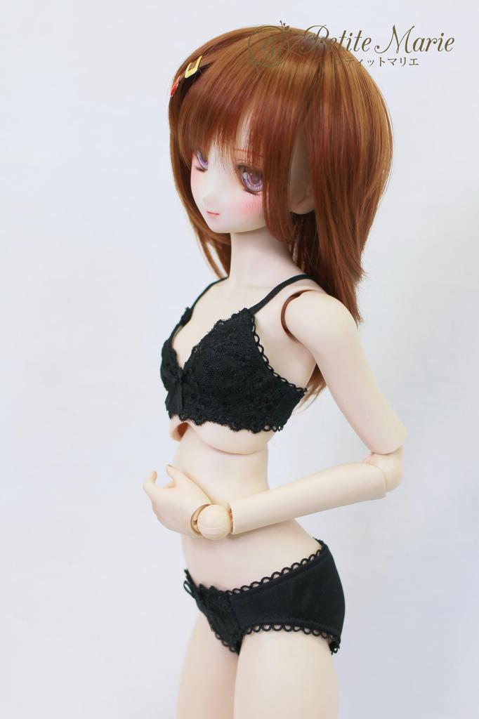 Маленькая Мари DD DDS Кружевной Бюстгальтер и Черный Гладкий Материал с Цветочной Вышивкой и Подходит для 60см BJD Кукол 1/3 S-Бюст Набор, Трусики, Кружево, [№0196]