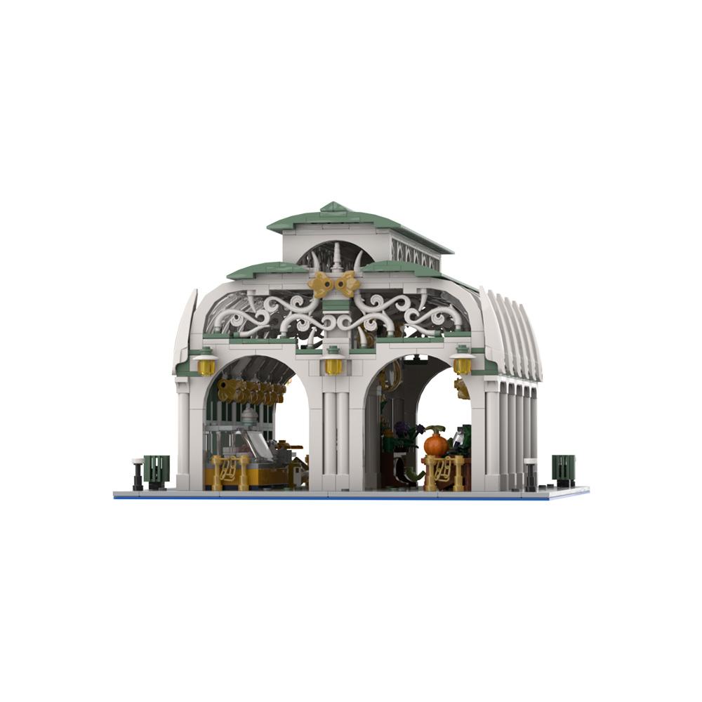 Gobricks MOC Музей Рыночный зал Кубики Модель Рыночный дом Внутренний рынок Mercado Roma Строительные кубики Игрушки Подарок