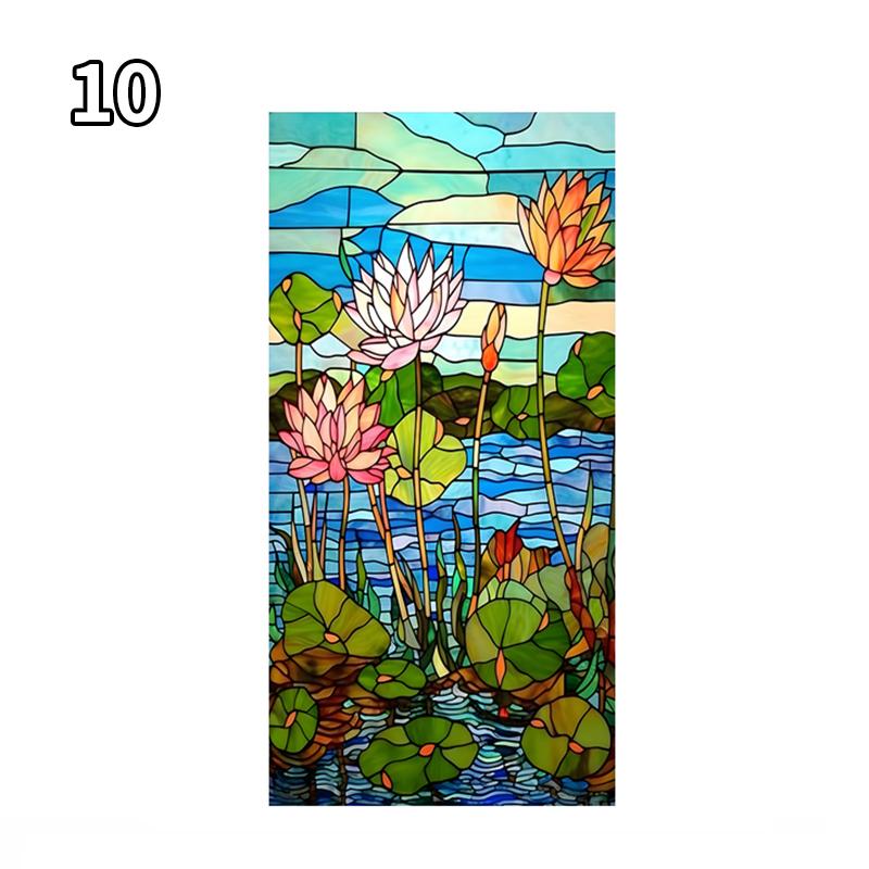 Винтажная художественная пленка для стекла Rose Lotus, пленка для церковных витражей, статическая липкая водонепроницаемая, непроницаемая для солнца, матовая защитная пленка для стекла