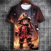New Firefighter Cartoon Animation Pattern Summer Printed Boys' T-shirt O-neck Comfortable Casual Fashion Short Sleeve