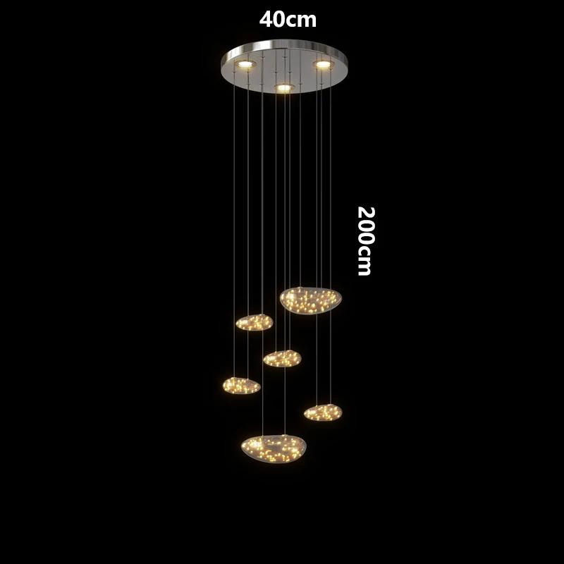 Современная минималистская лестница длинная люстра Glass Full Sky Star ресторанная люстра светильник для гостиной светодиодный светильник