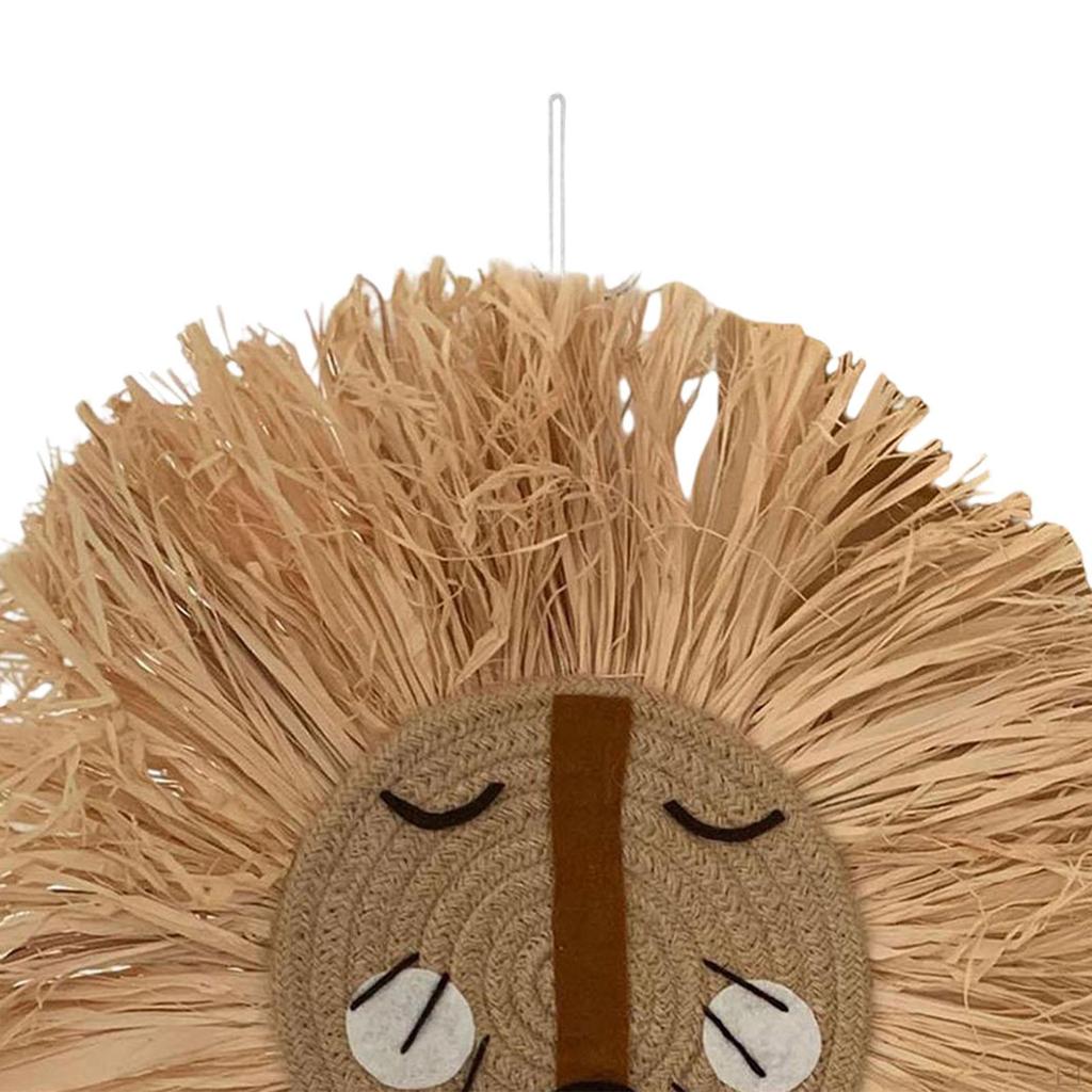 15.7inch Cartoon Woven Animal Head Wall Decoration Handcrafted Cotton Thread for Gallery