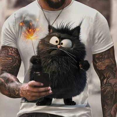 Новая летняя мужская модная футболка с принтом кота Мао Мао, мужская футболка, топ