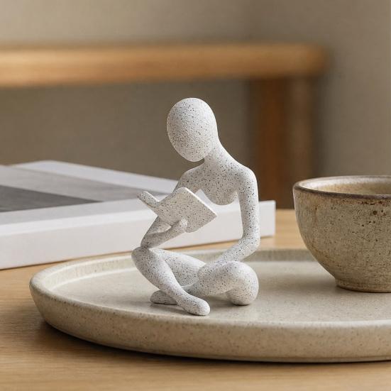 3D-печатное украшение для книжной полки, статуэтка Мыслителя, абстрактное художественное украшение, скульптура Читающий Мыслитель, эстетичная фигурка, современное украшение для дома, гостиной