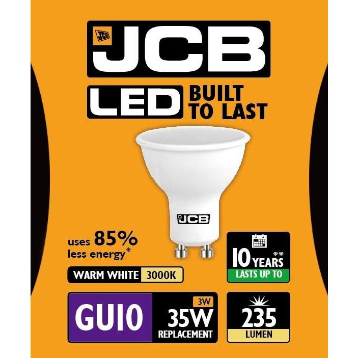 JCB LED GU10 3w Light Bulb Cap 235lm 3000k Warm White