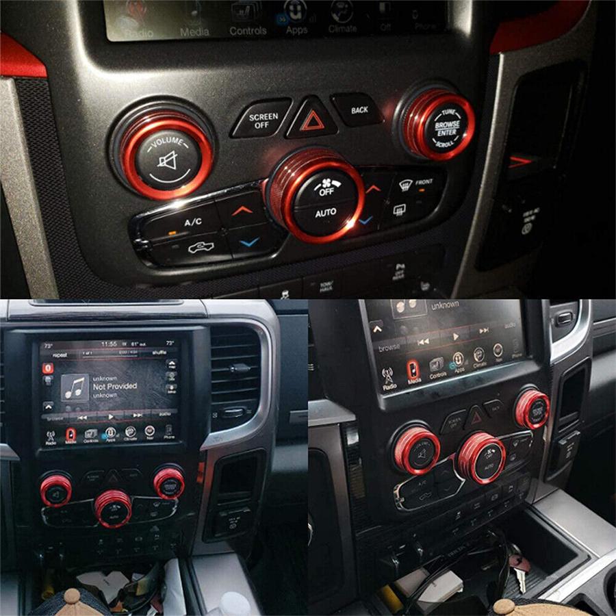Новое 3X Кольцо-накладка на переключатель радио AC, крышка ручки для Dodge Challenger/Charger 2015-20 КРАСНЫЙ