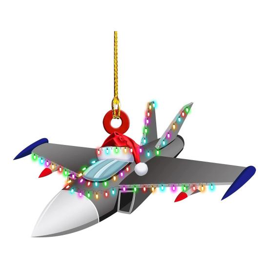 Christmas Vehicle Ornament Acrylic Truck Tractor Airplane Christmas Tree Ornament for Holiday Party Decoration