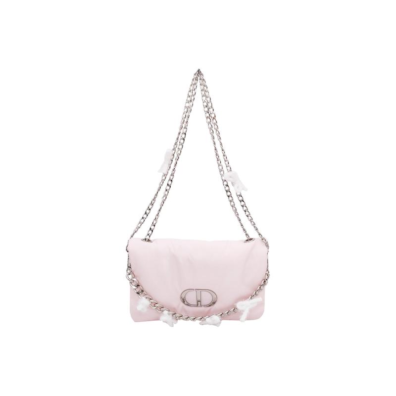 Dior Стиль DIY Косметичка Холст Вершина Горы Арт Розовый Туман Бархатный Узел Элегантный и Сладкий Нежный и Компактный Девичий Стиль Сумка на Плечо
