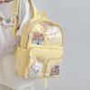 Student Simple Backpack With Transparent Compartments And Pendant Badges